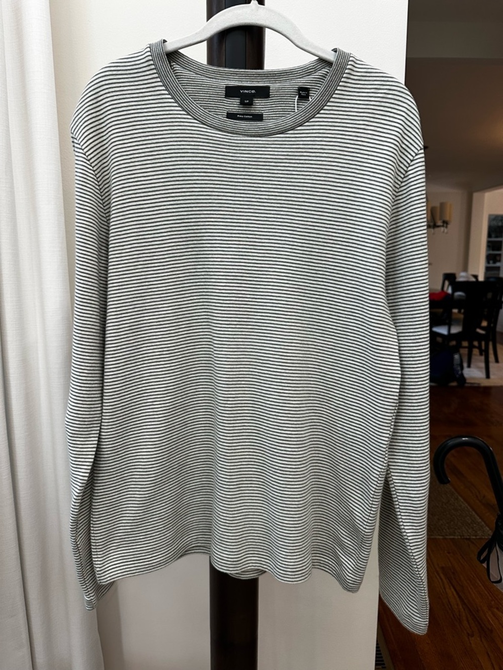 NWT Vince Striped Crewneck Tee - White & Gray